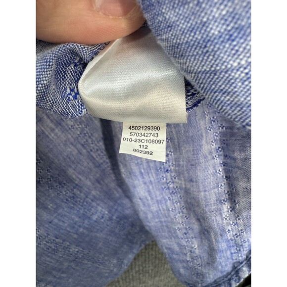 Chicos No Iron Linen Top Womens 2.5/Large Blue Button Front Tunic Half Sleeve - Picture 7 of 12